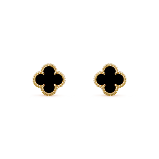 [Eternal Jewelry]CLOVER MINI 9.5MM BLACK MOP EARRINGS