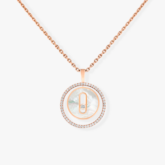 [Eternal jewelry]LUCKY MOVE 1 DIAMOND WHITE MOTHER OF PEARL PINK GOLD DIAMOND NECKLACE