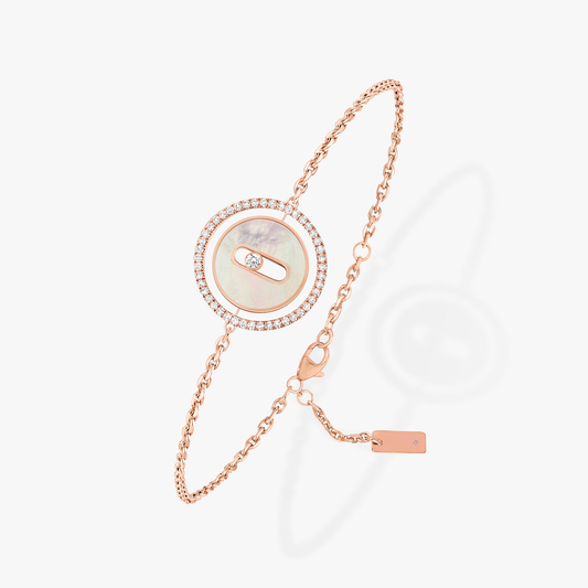 [Eternal jewelry]LUCKY MOVE WHITE MOTHER OF PEARL PINK GOLD DIAMOND BRACELET