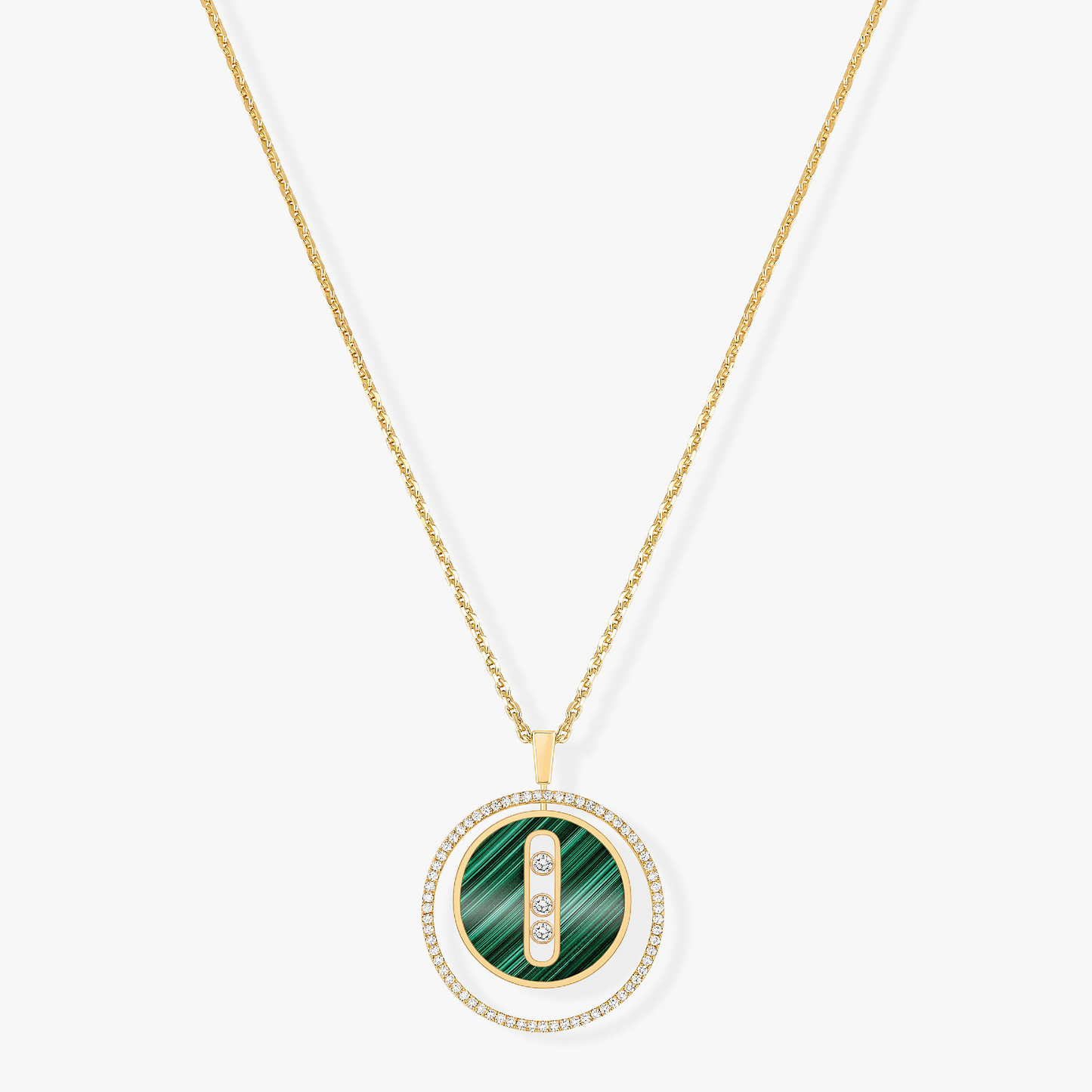 [Eternal jewelry]LUCKY MOVE 3 DIAMOND MALACHITE GOLD DIAMOND NECKLACE