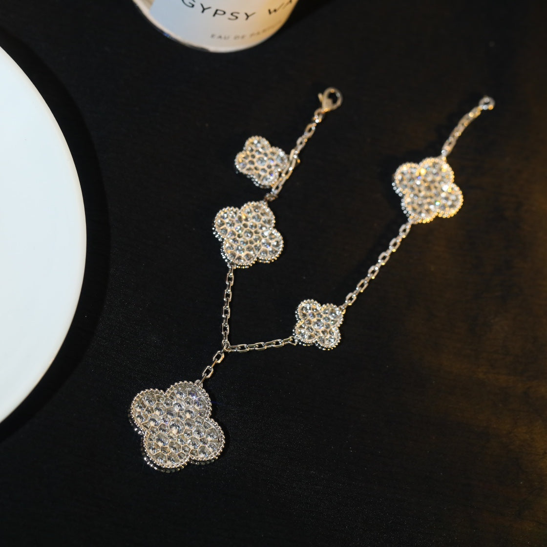 [Eternal Jewelry]CLOVER BRACELET 5 MOTIF SILVER DIAMOND PAVED