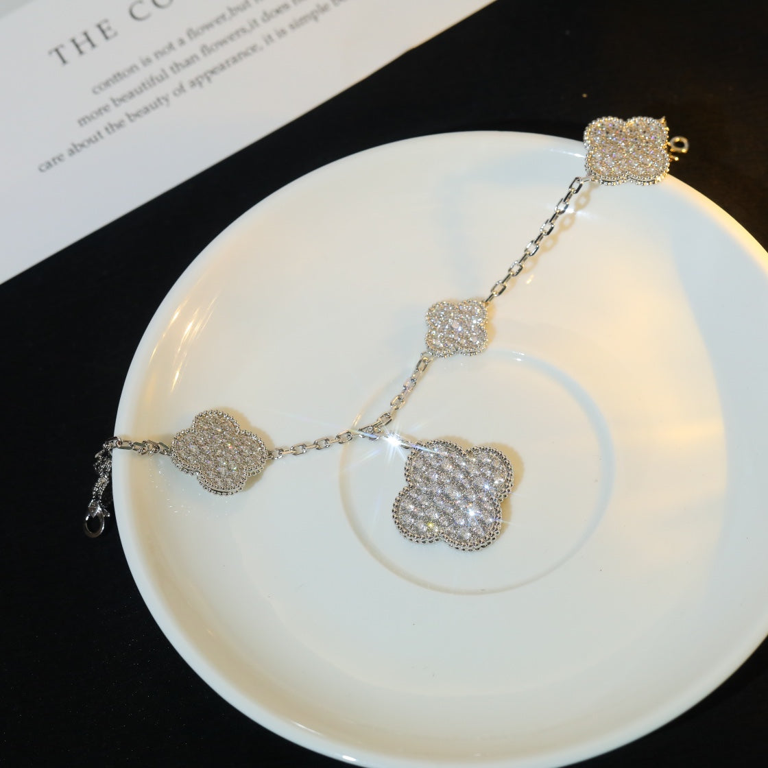 [Eternal Jewelry]CLOVER BRACELET 5 MOTIF SILVER DIAMOND PAVED