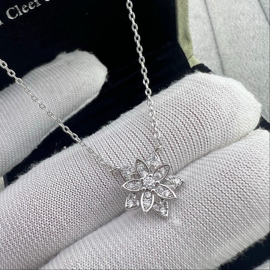 [Eternal jewelry] Full Diamond Hollow Lotus Necklace Set