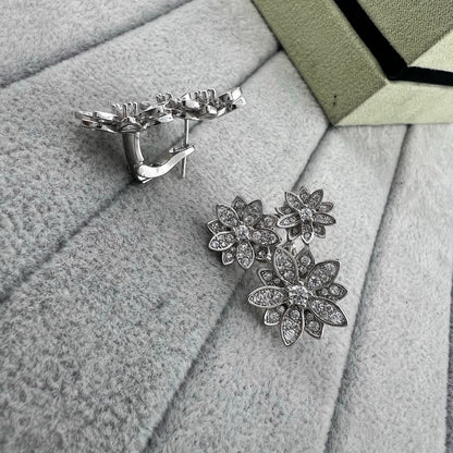 [Eternal jewelry] Full Diamond Hollow Lotus Necklace Set