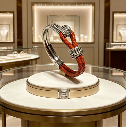 ¡®Eternal jewelry2026 New Half-Diamond Horseshoe Buckle Bangle