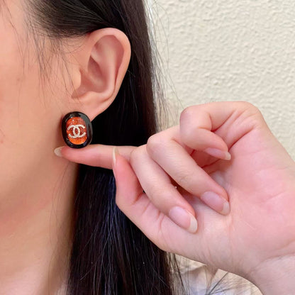 [Eternal jewelry]Amber & Glass Stud Earrings