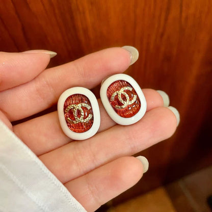 [Eternal jewelry]Amber & Glass Stud Earrings