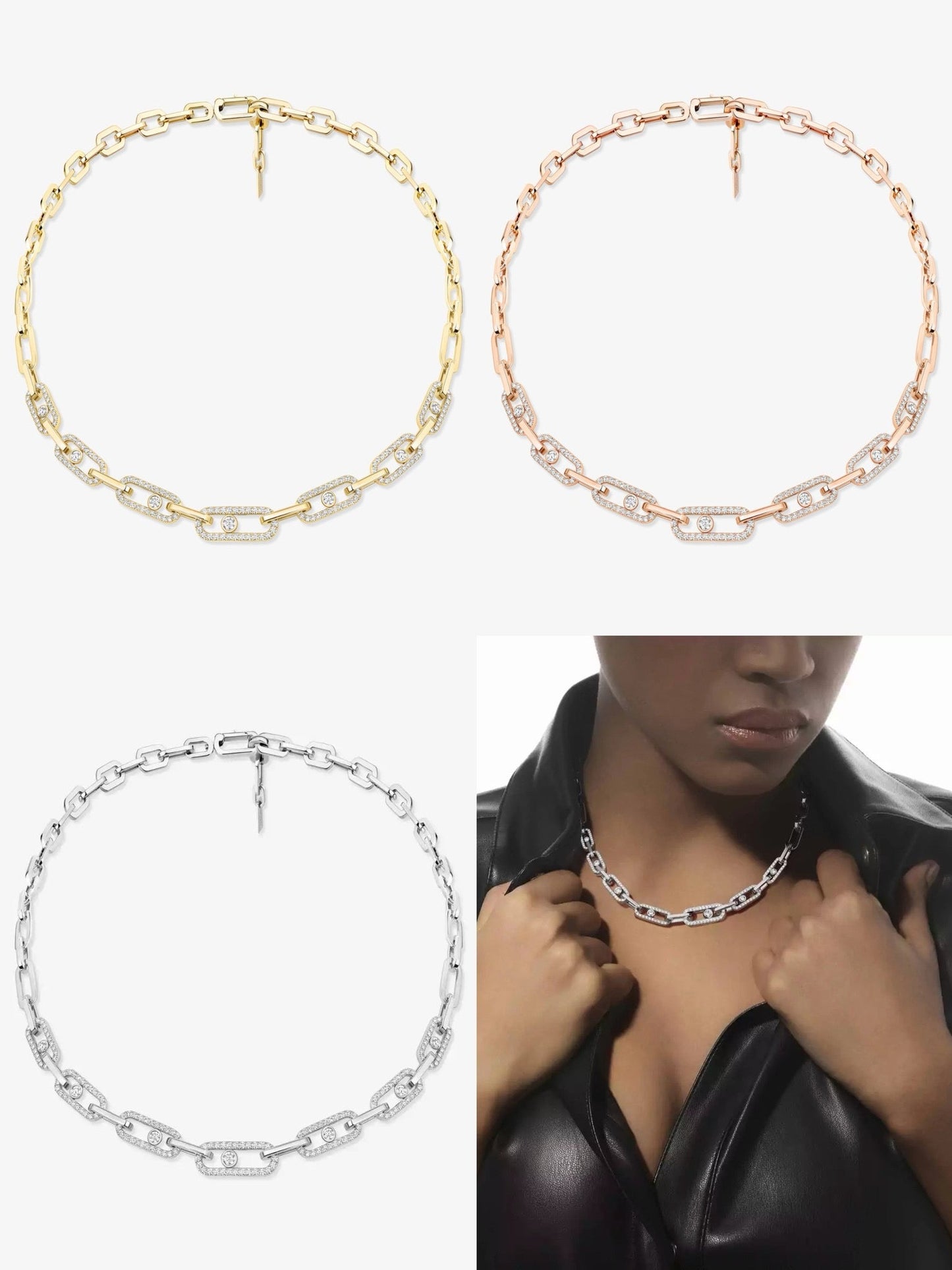 [Eternal Jewelry]Move Link Pave Diamond Necklace