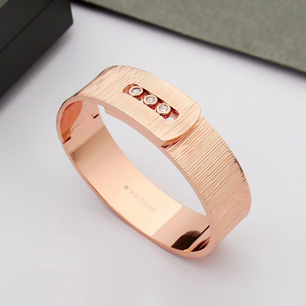 [Eternal Jewelry]Polished Brushed Bangle, Large Engraved Sliding Bangle