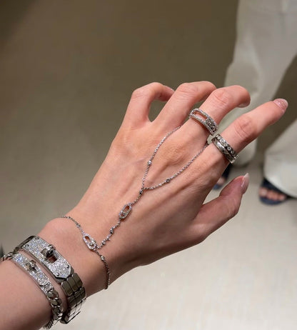 [Eternal Jewelry] Flexible Arm Chain Bracelet with Sliding Diamonds