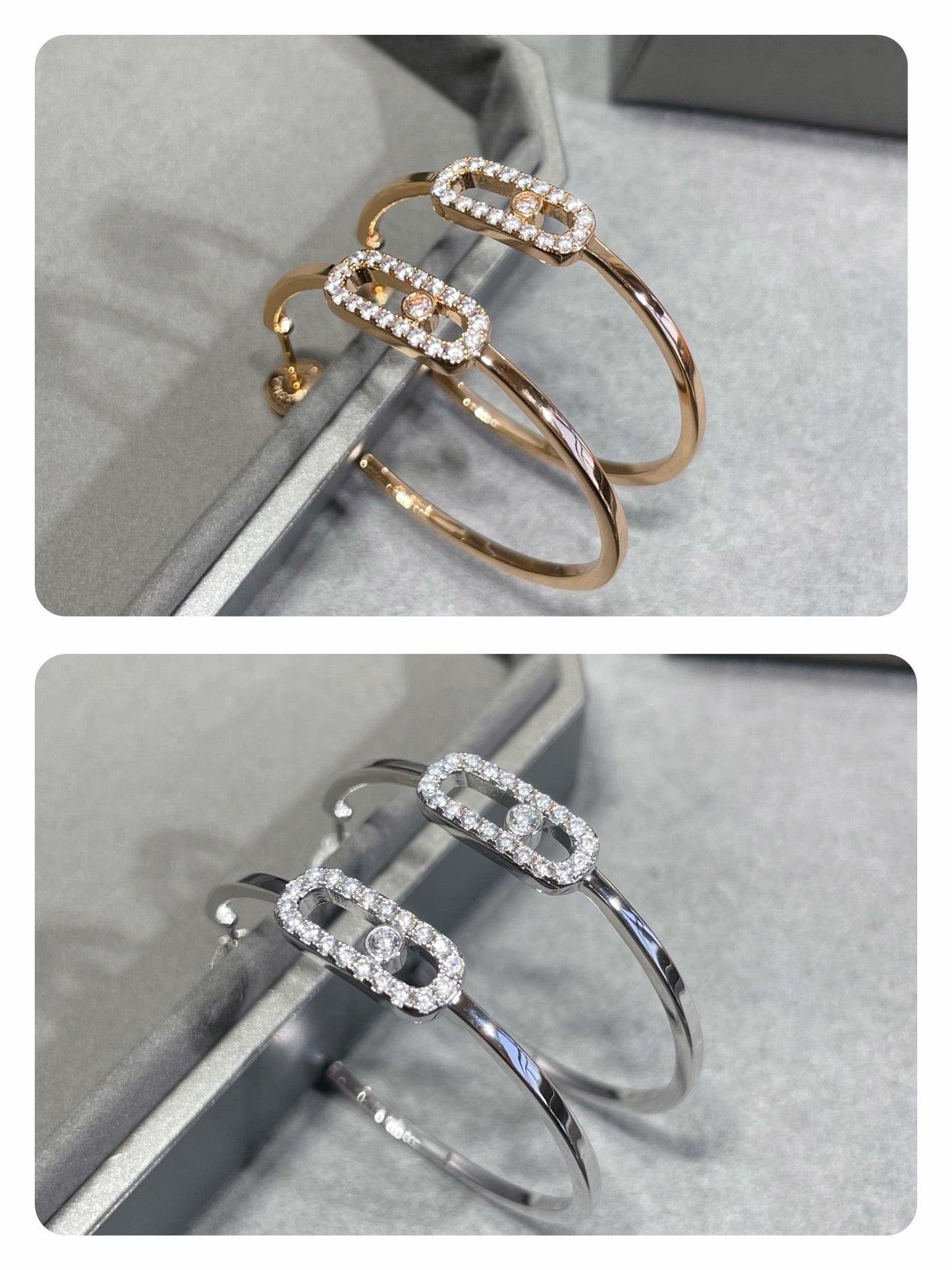 [Eternal Jewelry]Move Sliding‑Diamond Hoop Earrings