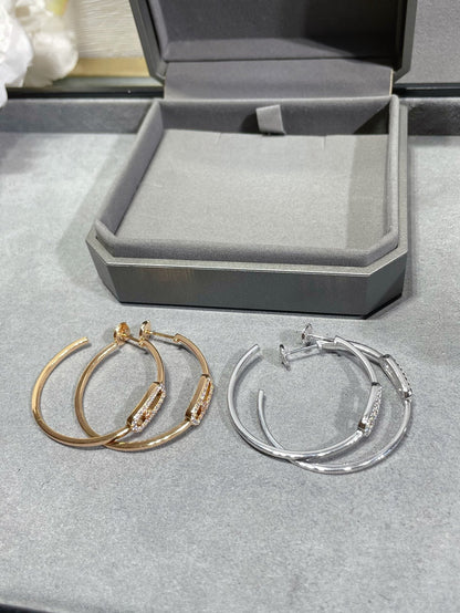 [Eternal Jewelry]Move Sliding‑Diamond Hoop Earrings