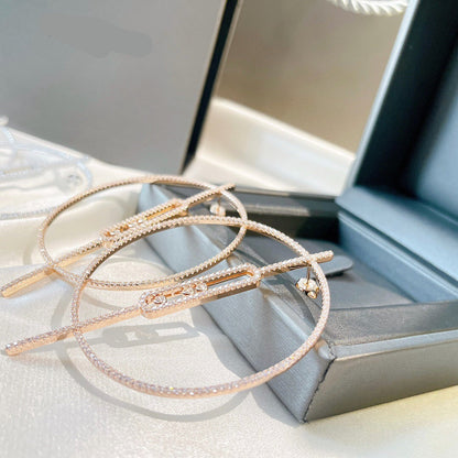 [Eternal Jewelry]Move Large Hoop Earrings, Three Sliding Diamonds