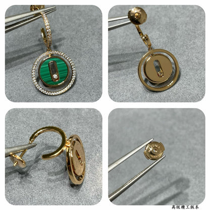 [Eternal Jewelry]LUCKY MOVE Sliding‑diamond C‑shape Ear Hoops