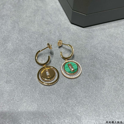 [Eternal Jewelry]LUCKY MOVE Sliding‑diamond C‑shape Ear Hoops