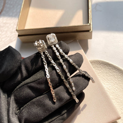 [Eternal Jewelry] Alix Long Drop Earrings, White Gold with Diamonds