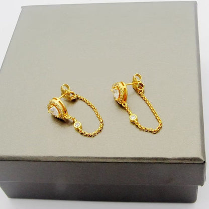 [Eternal Jewelry]My Twin Heart Chain Earrings
