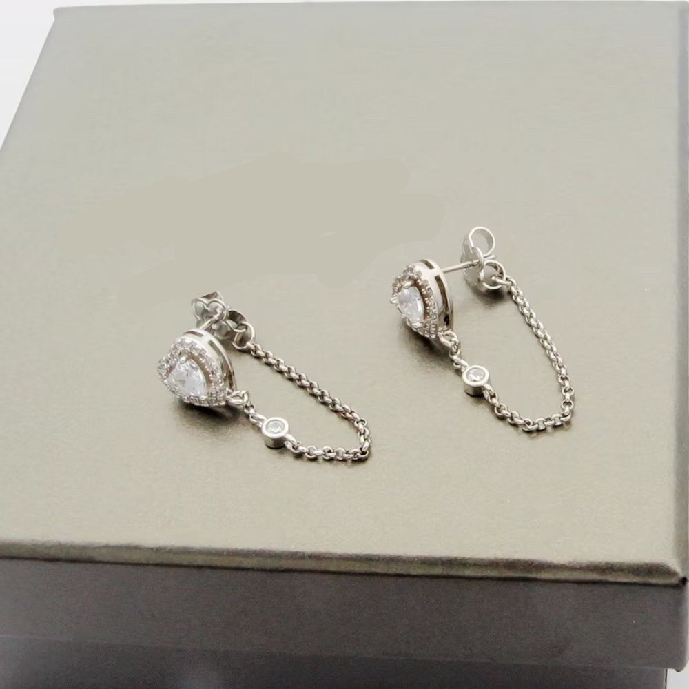 [Eternal Jewelry]My Twin Heart Chain Earrings