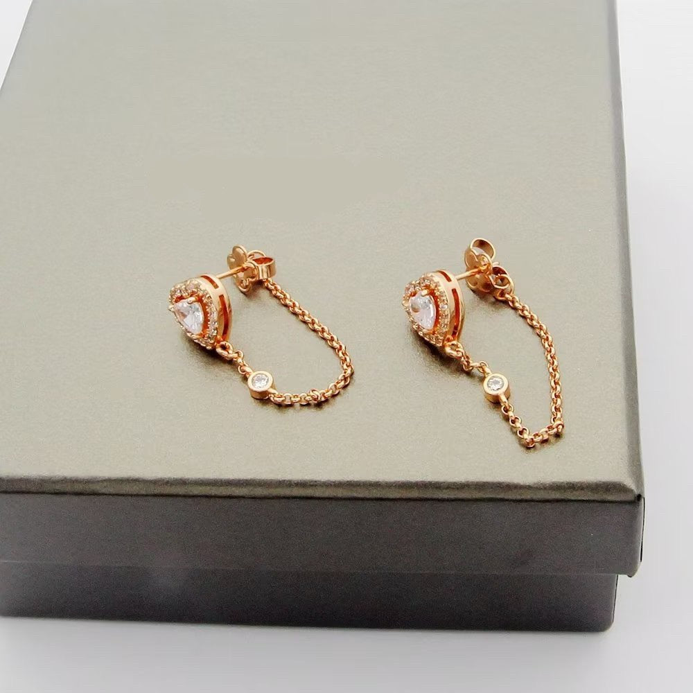 [Eternal Jewelry]My Twin Heart Chain Earrings