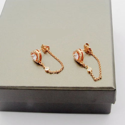 [Eternal Jewelry]My Twin Heart Chain Earrings