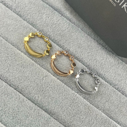 [Eternal Jewelry]Move Link Chain Ring with Two Moving Diamonds