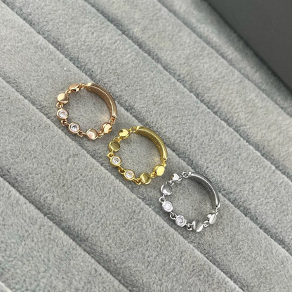 [Eternal Jewelry]Move Link Chain Ring with Two Moving Diamonds