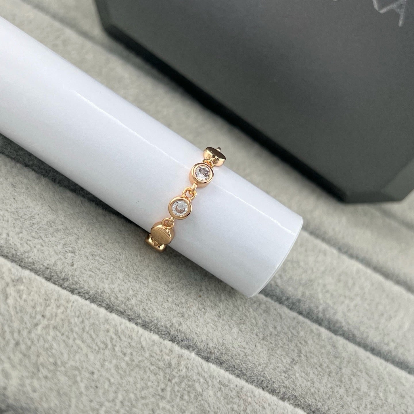 [Eternal Jewelry]Move Link Chain Ring with Two Moving Diamonds