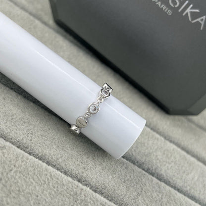 [Eternal Jewelry]Move Link Chain Ring with Two Moving Diamonds
