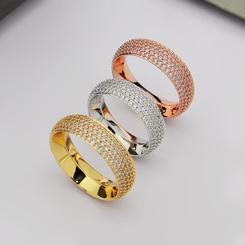 [Eternal Jewelry]Fiery Full Pavé Diamond Wide Band Ring,