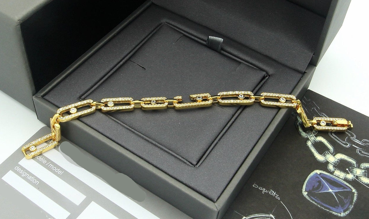 [Eternal Jewelry]Large Full Diamond Unisex Sliding Bracelet with Moissanite