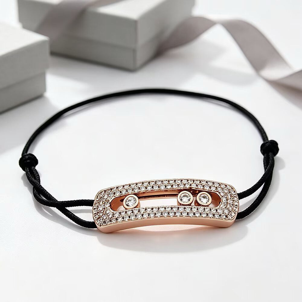 [Eternal Jewelry]Care(Large-4mm) pink cord pavé bracelet
