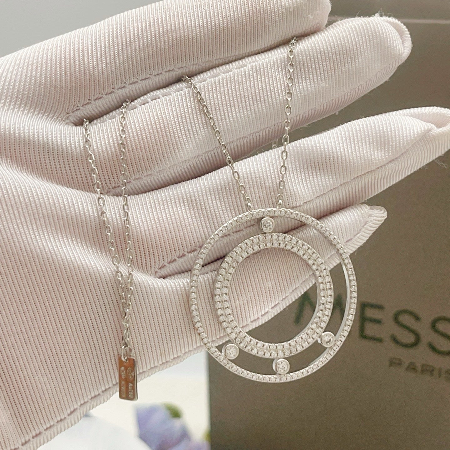 [Eternal Jewelry] Move Romane Pavé Diamond Sliding Circle Long Necklace