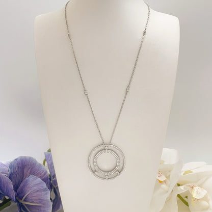 [Eternal Jewelry] Move Romane Pavé Diamond Sliding Circle Long Necklace