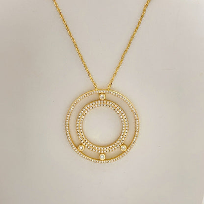 [Eternal Jewelry] Move Romane Pavé Diamond Sliding Circle Long Necklace