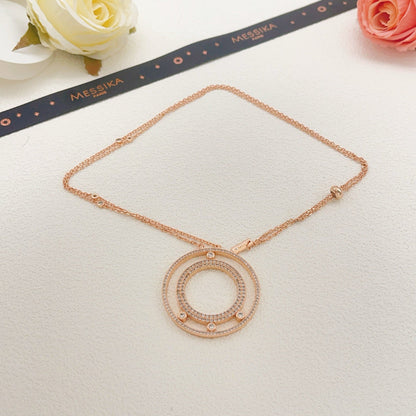 [Eternal Jewelry] Move Romane Pavé Diamond Sliding Circle Long Necklace