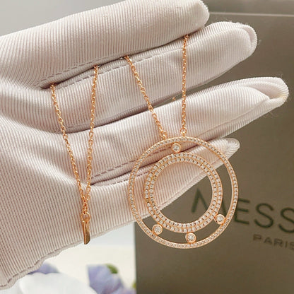 [Eternal Jewelry] Move Romane Pavé Diamond Sliding Circle Long Necklace