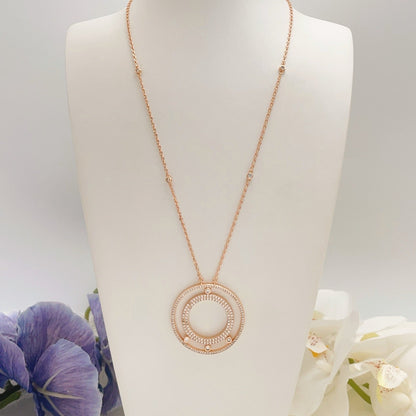 [Eternal Jewelry] Move Romane Pavé Diamond Sliding Circle Long Necklace