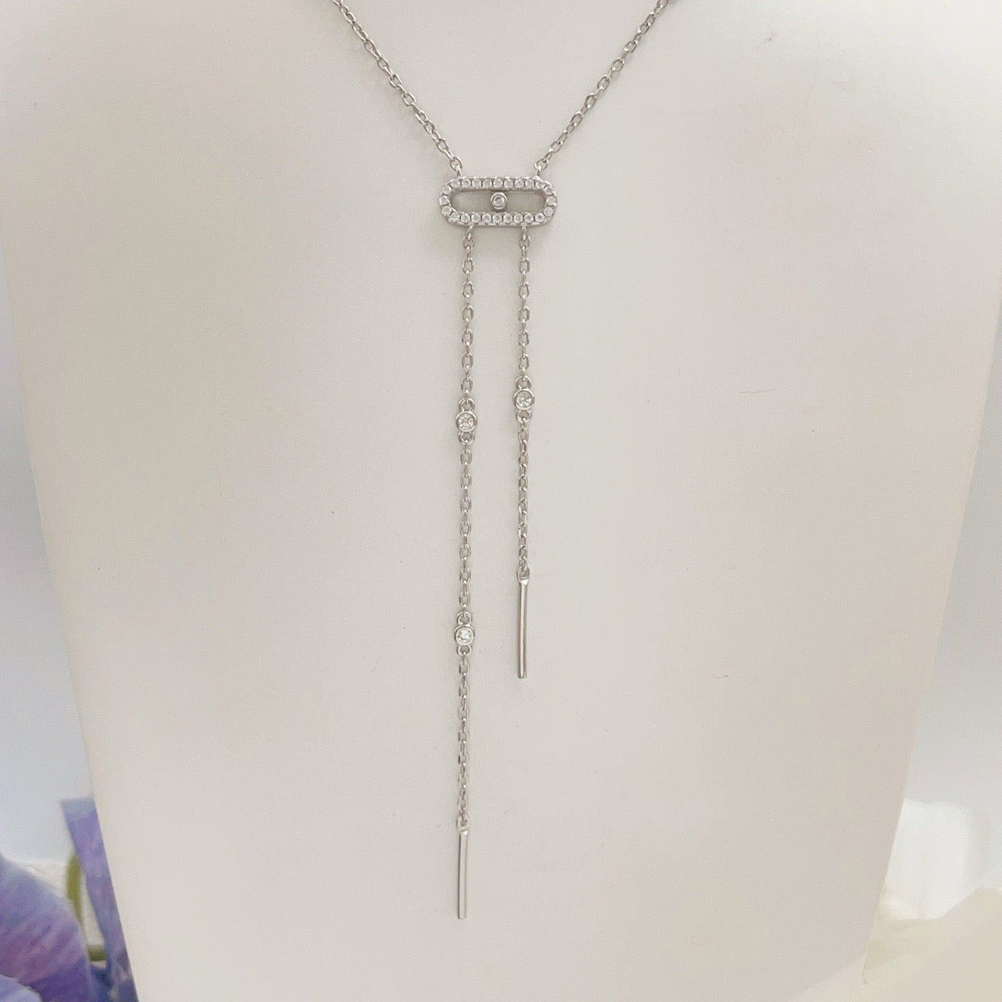 [Eternal Jewelry] Moderniste Pavé Diamond Lariat Tie Necklace