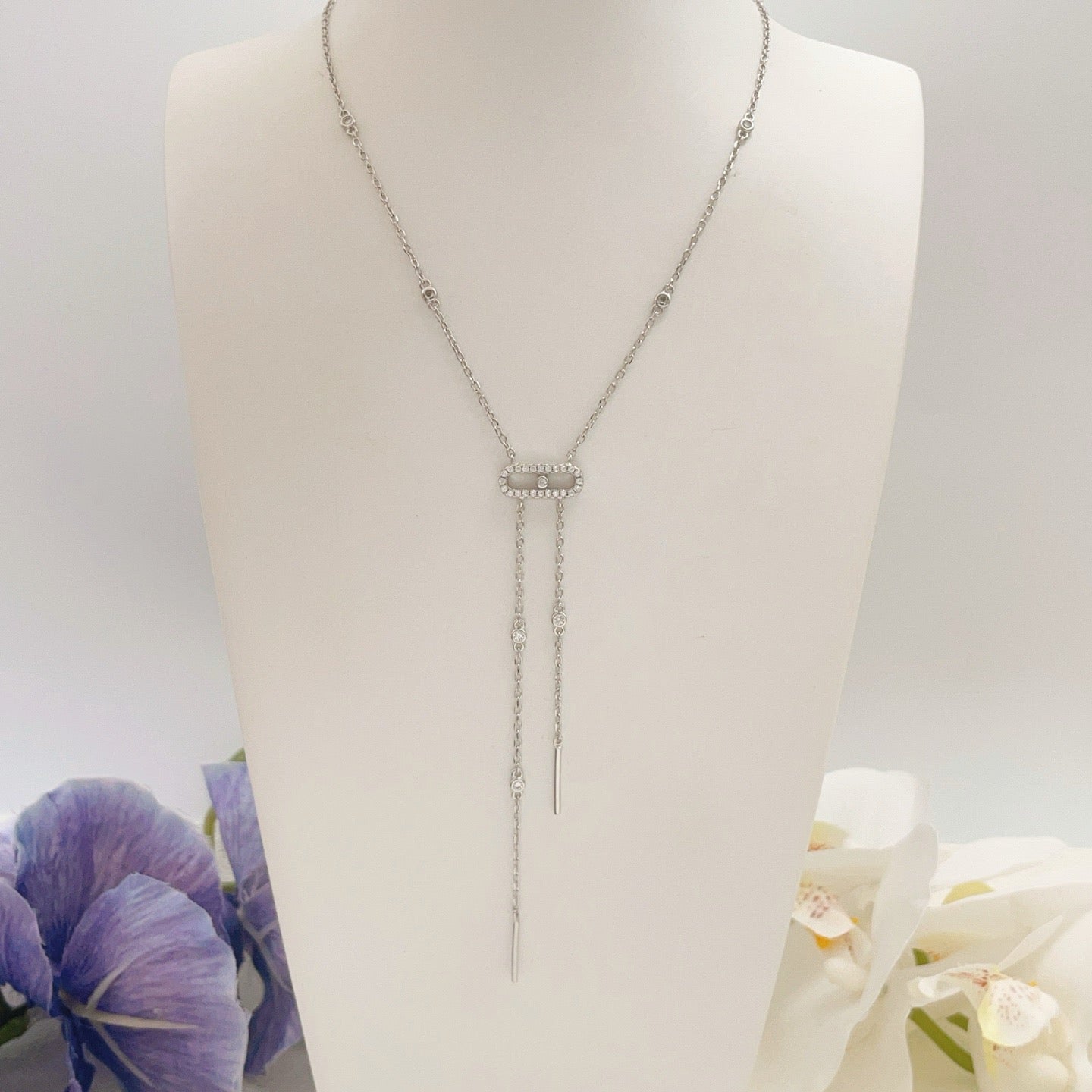 [Eternal Jewelry] Moderniste Pavé Diamond Lariat Tie Necklace