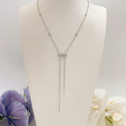 [Eternal Jewelry] Moderniste Pavé Diamond Lariat Tie Necklace