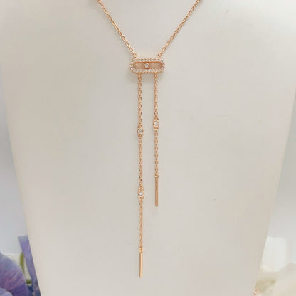 [Eternal Jewelry] Moderniste Pavé Diamond Lariat Tie Necklace