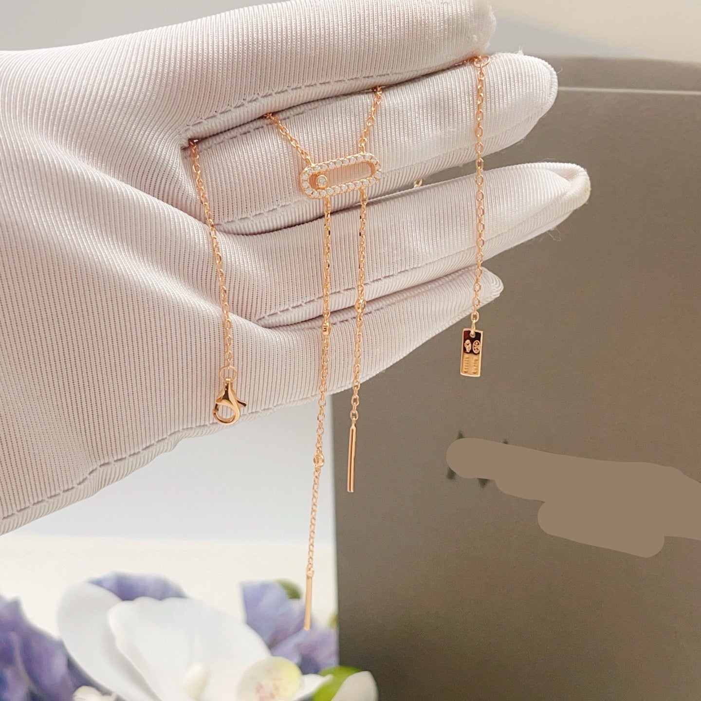 [Eternal Jewelry] Moderniste Pavé Diamond Lariat Tie Necklace