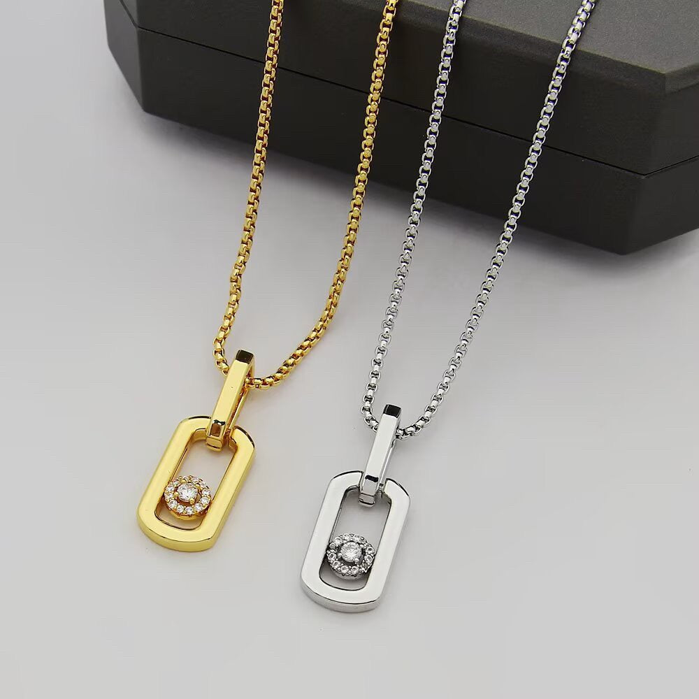 [Eternal Jewelry]So Move Paper‑Clip Sliding Diamond Necklace