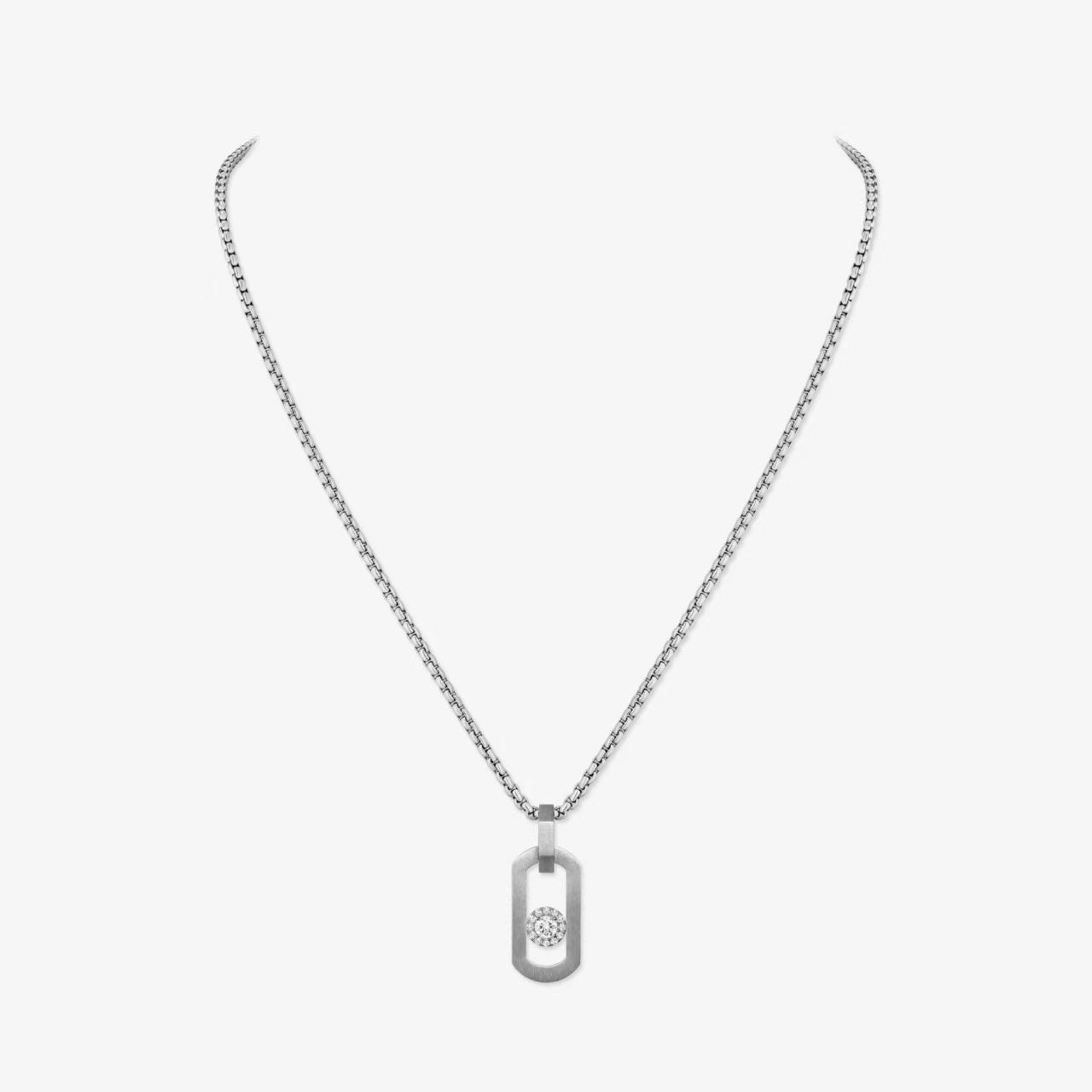 [Eternal Jewelry]So Move Paper‑Clip Sliding Diamond Necklace