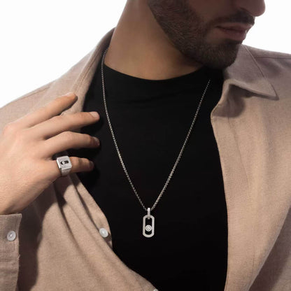 [Eternal Jewelry]So Move Paper‑Clip Sliding Diamond Necklace