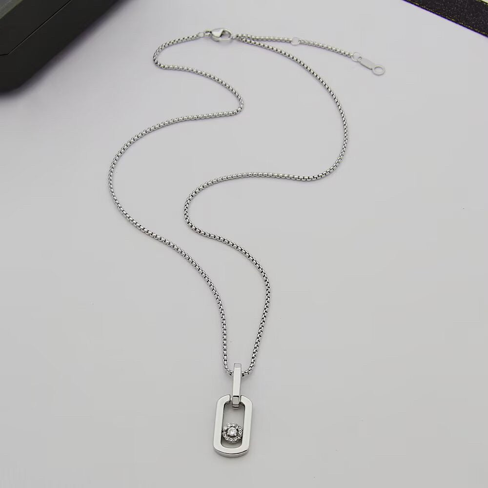 [Eternal Jewelry]So Move Paper‑Clip Sliding Diamond Necklace