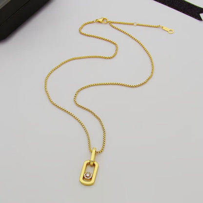 [Eternal Jewelry]So Move Paper‑Clip Sliding Diamond Necklace