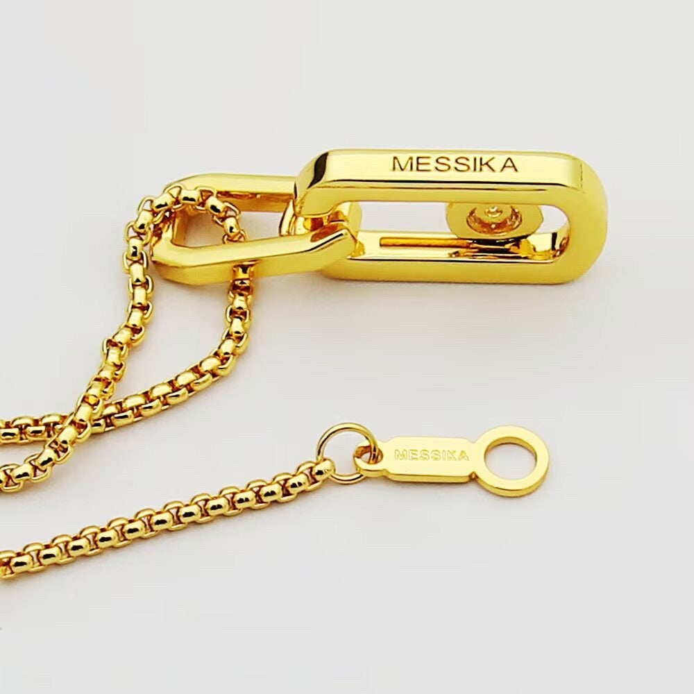 [Eternal Jewelry]So Move Paper‑Clip Sliding Diamond Necklace