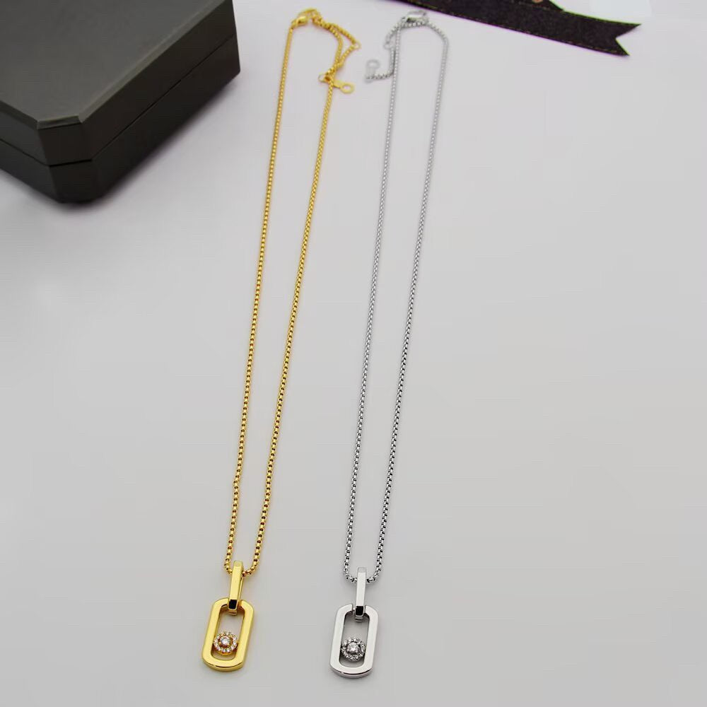 [Eternal Jewelry]So Move Paper‑Clip Sliding Diamond Necklace