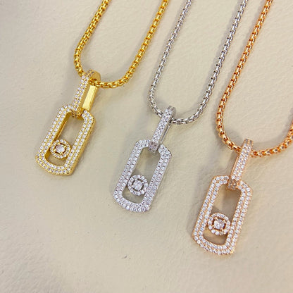 [Eternal Jewelry] So Move Diamond‑Set Paper‑Clip Sliding Necklace
